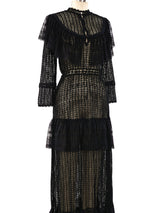 Black Lace Ruffle Crochet Maxi Dress Dress arcadeshops.com