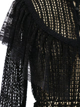 Black Lace Ruffle Crochet Maxi Dress Dress arcadeshops.com
