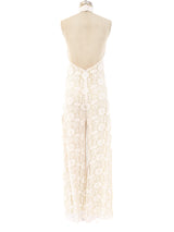 Floral Crochet Halter Jumpsuit Jumpsuit arcadeshops.com