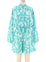 Turquoise Cotton Romper Jumpsuit arcadeshops.com