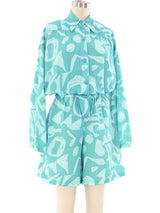 Turquoise Cotton Romper Jumpsuit arcadeshops.com