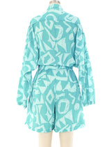 Turquoise Cotton Romper Jumpsuit arcadeshops.com