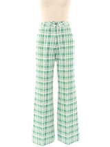 Green Plaid Flare Trousers Bottom arcadeshops.com