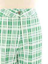 Green Plaid Flare Trousers Bottom arcadeshops.com