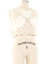 Lace Trimmed Cropped Tank Top arcadeshops.com