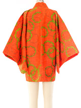 Graphic Printed Raw Silk Kimono Jacket arcadeshops.com
