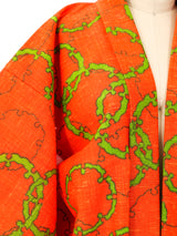 Graphic Printed Raw Silk Kimono Jacket arcadeshops.com