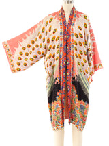 Peacock Printed Silk Robe Jacket arcadeshops.com