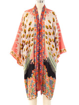 Peacock Printed Silk Robe Jacket arcadeshops.com