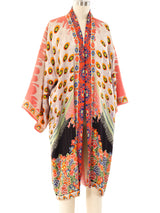 Peacock Printed Silk Robe Jacket arcadeshops.com