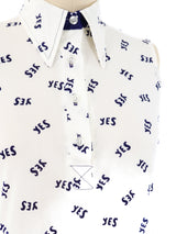 Novelty Yes Print Sleeveless Shirt Top arcadeshops.com