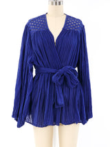 Indigo Gauze Belted Jacket Jacket arcadeshops.com