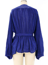 Indigo Gauze Belted Jacket Jacket arcadeshops.com