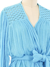 Turquoise Gauze Belted Jacket Jacket arcadeshops.com