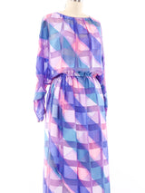 Pastel Striped Jacquard Silk Chiffon Dress Dress arcadeshops.com