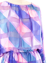 Pastel Striped Jacquard Silk Chiffon Dress Dress arcadeshops.com