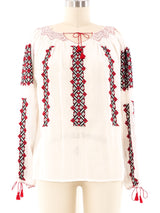 Hand Embroidered Peasant Blouse Top arcadeshops.com