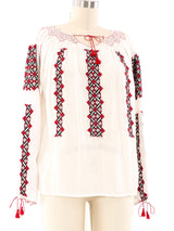 Hand Embroidered Peasant Blouse Top arcadeshops.com