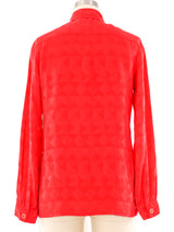 Gucci Logo Jacquard Silk Blouse Top arcadeshops.com