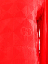 Gucci Logo Jacquard Silk Blouse Top arcadeshops.com