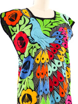 Peacock Motif Hand Embroidered Oaxacan Blouse Top arcadeshops.com