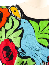 Peacock Motif Hand Embroidered Oaxacan Blouse Top arcadeshops.com