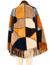 Patchwork Suede Fringed Poncho Jacket arcadeshops.com