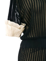 Albert Nipon Black Pleated Chiffon Dress Dress arcadeshops.com