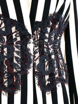 Lace Belted Striped Blazer Jacket arcadeshops.com