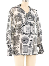 Lace Printed Silk Organza Top Top arcadeshops.com