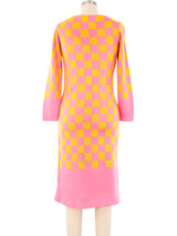 1960's Neon Checker Knit Dress Dress arcadeshops.com