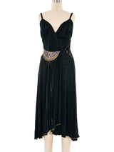 Hand Painted Suede Trimmed Wrap Dress Dress arcadeshops.com