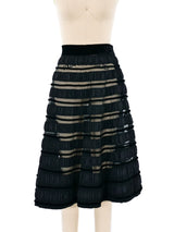Ribbon Striped Mesh Midi Skirt Bottom arcadeshops.com