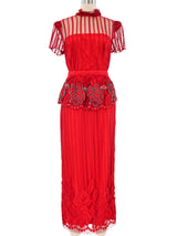 Red Lace Midi Dress Dress arcadeshops.com