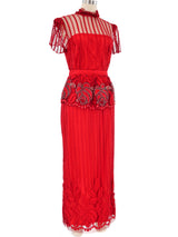 Red Lace Midi Dress Dress arcadeshops.com