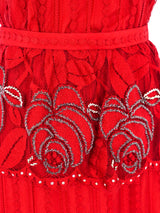 Red Lace Midi Dress Dress arcadeshops.com