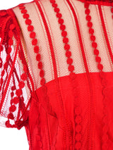 Red Lace Midi Dress Dress arcadeshops.com