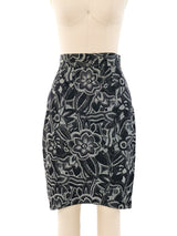 Thierry Mugler Floral Denim Skirt Bottom arcadeshops.com