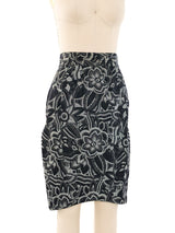 Thierry Mugler Floral Denim Skirt Bottom arcadeshops.com