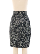 Thierry Mugler Floral Denim Skirt Bottom arcadeshops.com