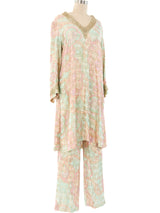 Metallic Pastel Brocade Tunic Ensemble Suit arcadeshops.com