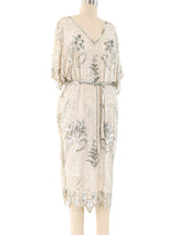 Embellished Ivory Silk Dress Dress arcadeshops.com