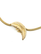 Christian Dior Goldtone Feather Pendant Choker Accessory arcadeshops.com