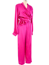 Magenta Satin Loungewear Ensemble Suit arcadeshops.com