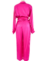Magenta Satin Loungewear Ensemble Suit arcadeshops.com