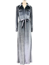 1970's Silver Pane Velvet Jumpsuit Jumpsuit arcadeshops.com