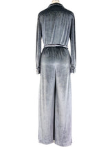 1970's Silver Pane Velvet Jumpsuit Jumpsuit arcadeshops.com