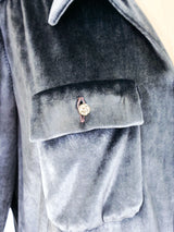 1970's Silver Pane Velvet Jumpsuit Jumpsuit arcadeshops.com