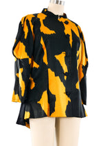Printed Satin Convertible Blouse Top arcadeshops.com