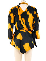 Printed Satin Convertible Blouse Top arcadeshops.com